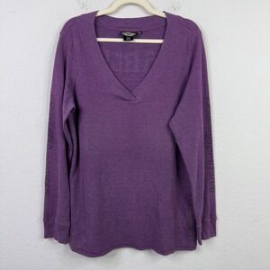 Harley Davidson Shirt Women 1X Purple Thermal Graphic Rhinestones Biker Y2K Moto